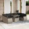Image de vidaXL Salon de jardin avec coussins 10 pcs gris clair résine tressée