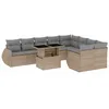 Image de vidaXL Salon de Jardin avec Coussins 10 pcs Beige résine tressée