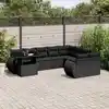 Image de vidaXL Salon de jardin 10 pcs avec coussins noir résine tressée