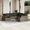 Image de vidaXL Salon de jardin avec coussins 10 pcs gris résine tressée