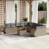 Image de vidaXL Salon de jardin 11 pcs avec coussins beige résine tressée