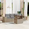 Image de vidaXL Salon de jardin avec coussins 5 pcs beige résine tressée