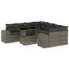 Image de vidaXL Salon de Jardin 9 pcs avec Coussins Gris résine tressée