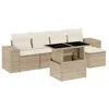 Image de vidaXL Salon de Jardin avec Coussins 6 pcs Beige résine tressée