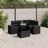 Image de vidaXL Salon de jardin 5 pcs avec coussins noir résine tressée