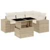 Image de vidaXL Salon de Jardin avec Coussins 5 pcs Beige résine tressée