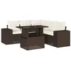 Image de vidaXL Salon de Jardin avec Coussins 6 pcs Marron résine tressée