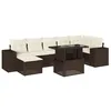Image de vidaXL Salon de Jardin 8 pcs avec Coussins Marron résine tressée