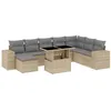 Image de vidaXL Salon de Jardin avec Coussins 9 pcs Beige résine tressée