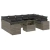 Image de vidaXL Salon de Jardin avec Coussins 10 pcs Gris résine tressée