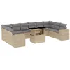Image de vidaXL Salon de Jardin 11 pcs avec Coussins Beige résine tressée