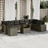 Image de vidaXL Salon de jardin 11 pcs avec coussins gris résine tressée
