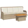 Image de vidaXL Salon de Jardin avec Coussins 3 pcs Beige résine tressée