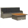 Image de vidaXL Salon de Jardin avec Coussins 3 pcs Gris résine tressée