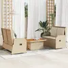 Image de vidaXL Salon de jardin avec coussins 3 pcs beige résine tressée