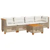 Image de vidaXL Salon de Jardin avec Coussins 5 pcs Beige résine tressée