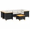 Image de vidaXL Salon de Jardin 7 pcs avec Coussins Noir résine tressée