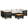 Image de vidaXL Salon de Jardin 7 pcs avec Coussins Noir résine tressée
