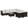 Image de vidaXL Salon de Jardin 9 pcs avec Coussins Noir résine tressée