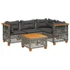 Image de vidaXL Salon de Jardin 5 pcs avec Coussins Gris résine tressée