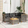 Image de vidaXL Salon de jardin 5 pcs avec coussins gris résine tressée