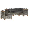 Image de vidaXL Salon de Jardin 5 pcs avec Coussins Gris résine tressée