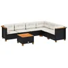Image de vidaXL Salon de Jardin 7 pcs avec Coussins Noir résine tressée