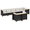 Image de vidaXL Salon de Jardin 8 pcs avec Coussins Noir résine tressée