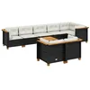 Image de vidaXL Salon de Jardin 9 pcs avec Coussins Noir résine tressée