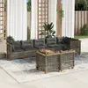 Image de vidaXL Salon de jardin 9 pcs avec coussins gris résine tressée