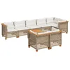 Image de vidaXL Salon de Jardin avec Coussins 9 pcs Beige résine tressée