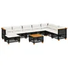 Image de vidaXL Salon de Jardin 9 pcs avec Coussins Noir résine tressée