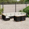 Image de vidaXL Salon de jardin 9 pcs avec coussins noir résine tressée