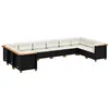 Image de vidaXL Salon de Jardin 10 pcs avec Coussins Noir résine tressée