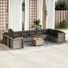 Image de vidaXL Salon de jardin 11 pcs avec coussins gris résine tressée