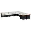 Image de vidaXL Salon de Jardin 10 pcs avec Coussins Noir résine tressée
