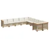 Image de vidaXL Salon de Jardin avec Coussins 10 pcs Beige résine tressée