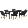 Image de vidaXL Ensemble de Salle à Manger pour Jardin 7 pcs Noir polyrotin, Ensemble de Jardin et terrasse, Table Qui rassemble, chaises Modernes, mobilier résistant aux intempéries