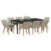 Image de vidaXL Ensemble de Salle à Manger pour Jardin 9 pcs Gris Clair, Jardin et Terrasse, Ensemble de Repas Extérieur Moderne, Table Al Fresco, Coussin Rattan, Résistant aux Intempéries
