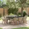 Image de vidaXL Ensemble de salle à manger pour jardin 9 pcs Gris clair