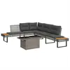 Image de vidaXL Salon de jardin avec coussins 2pcs gris résine tressée et verre