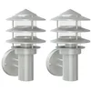 Image de vidaXL Appliques murales d'extérieur 2pcs argenté acier inoxydable, éclairage mural d'extérieur, lampe murale de jardin, applique murale de patio
