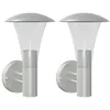 Image de vidaXL Appliques murales d'extérieur 2pcs argenté acier inoxydable, éclairage mural d'extérieur, lampe murale de jardin, applique murale de patio