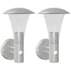 Image de vidaXL Appliques murales d'extérieur et capteurs 2pcs acier inoxydable, éclairage mural d'extérieur, lampe murale de jardin, applique murale à capteur d'extérieur