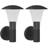 Image de vidaXL Appliques murales d'extérieur 2 pcs noir acier inoxydable, éclairage mural d'extérieur, lampe murale de jardin, applique murale de patio