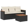 Image de vidaXL Salon de Jardin 4 pcs avec Coussins Noir résine tressée