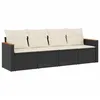 Image de vidaXL Salon de Jardin avec Coussins 4 pcs, Canapés de Terrasse, Ensemble de Meubles de Patio, Mobilier d'Extérieur, Noir Résine Tressée