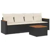 Image de vidaXL Salon de Jardin avec Coussins 5 pcs, Canapés de Terrasse, Ensemble de Meubles de Patio, Mobilier d'Extérieur, Noir Résine Tressée