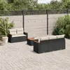 Image de vidaXL Salon de jardin 6 pcs avec coussins noir résine tressée