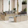 Image de vidaXL Salon de jardin avec coussins 12 pcs beige résine tressée